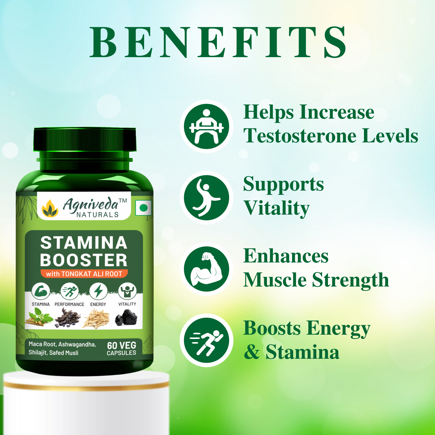 Agniveda Naturals Stamina Booster for Endurance and Strength - 60 Capsules - Image 4